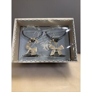 VTG 1973 Treasure Masters Wedding Bride Groom Champagne Toast Glasses w/ Box